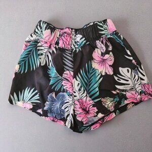 * JUSTICE Black Tropical Floral Print Athletic Style Shorts Girls M Size 10